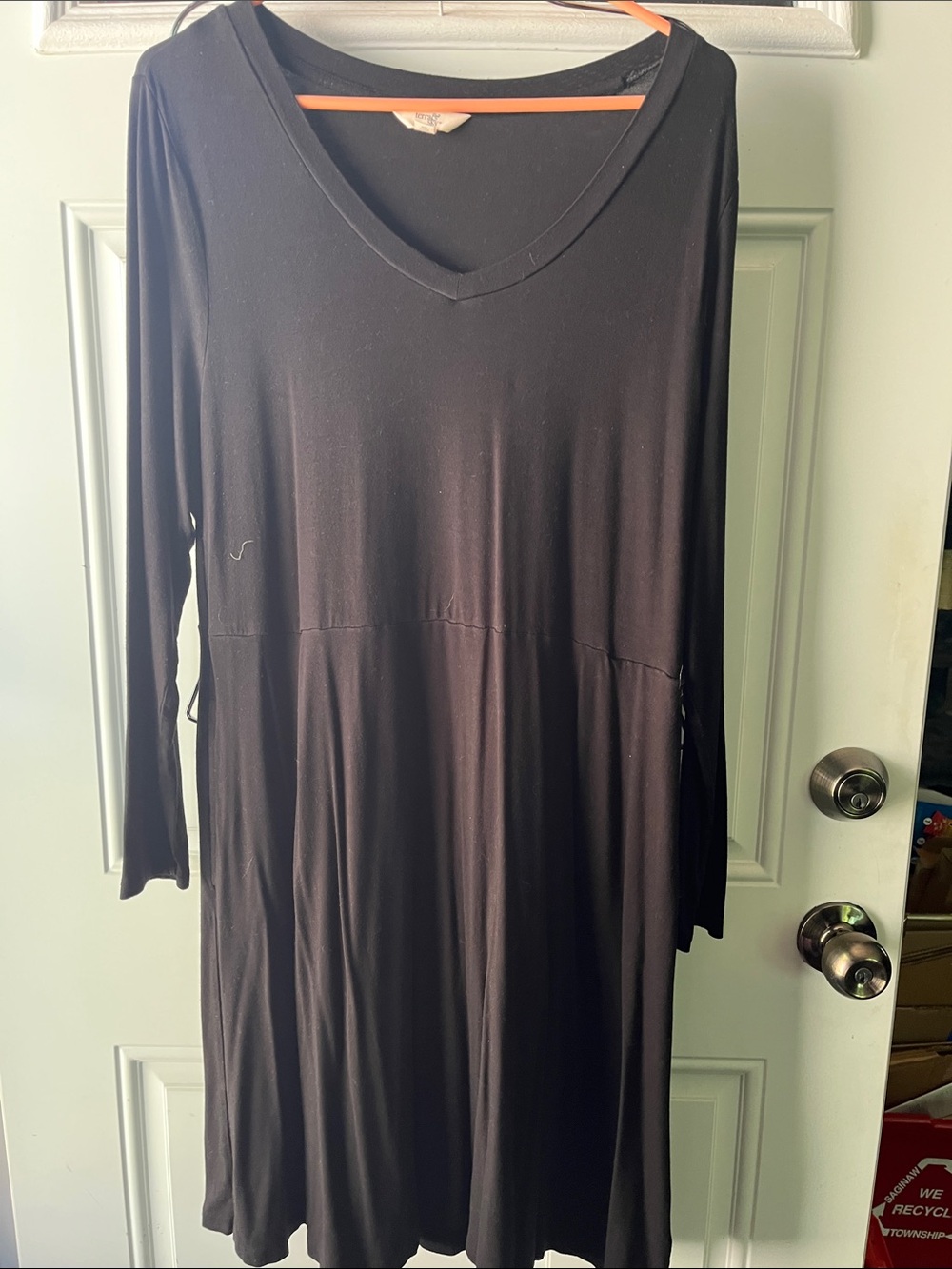 Terra & Sky Black V-Neck Long Sleeve Mini Dress